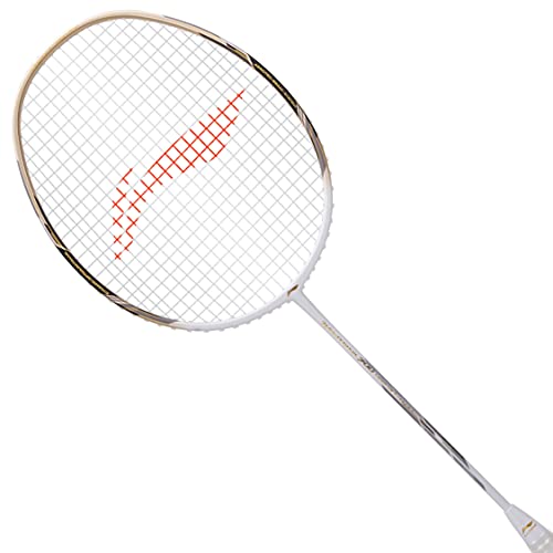 LI-NING Windstorm 700 Special Edition Badminton UNSTRUNG Carbon Fiber Racket (White/Gold) - Image 2