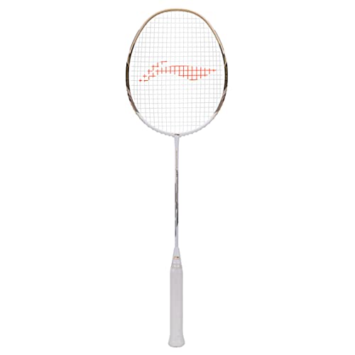 LI-NING Windstorm 700 Special Edition Badminton UNSTRUNG Carbon Fiber Racket (White/Gold) - Image 1
