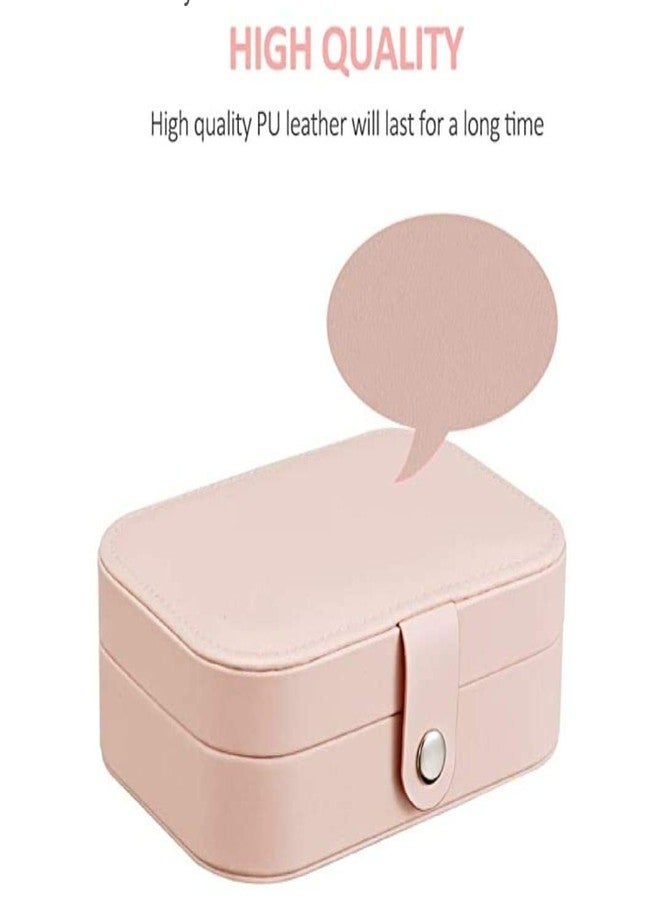 KARTUNBOX Travel Jewelry Storage Box Organizer Double Layer Jewelry Box for Earrings, Rings, Necklaces, Bracelets (pink/white)(Multicolor) - Image 3