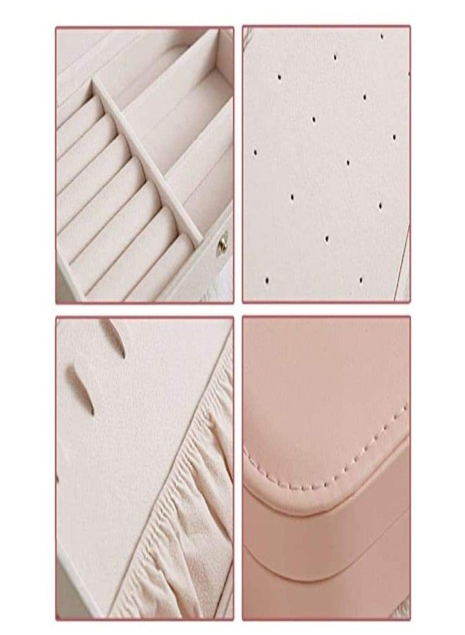KARTUNBOX Travel Jewelry Storage Box Organizer Double Layer Jewelry Box for Earrings, Rings, Necklaces, Bracelets (pink/white)(Multicolor) - Image 4
