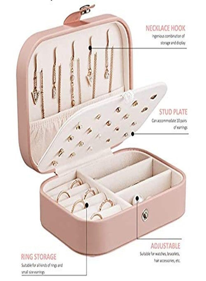 KARTUNBOX Travel Jewelry Storage Box Organizer Double Layer Jewelry Box for Earrings, Rings, Necklaces, Bracelets (pink/white)(Multicolor) - Image 5