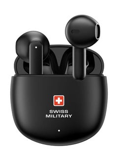SWISS MILITARY VICTOR6 High Bass True Wireless Earbuds - 24 Hours Total Playtime, 180 Days Standby, Smart Touch Controls, Seamless Connectivity, Secure Fit for Workouts & Travel - Black  - Image 1
