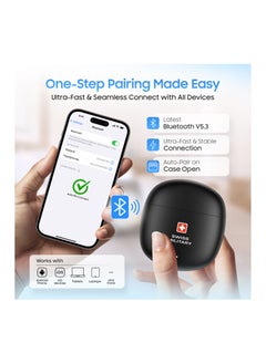 SWISS MILITARY VICTOR6 High Bass True Wireless Earbuds - 24 Hours Total Playtime, 180 Days Standby, Smart Touch Controls, Seamless Connectivity, Secure Fit for Workouts & Travel - Black  - Image 5