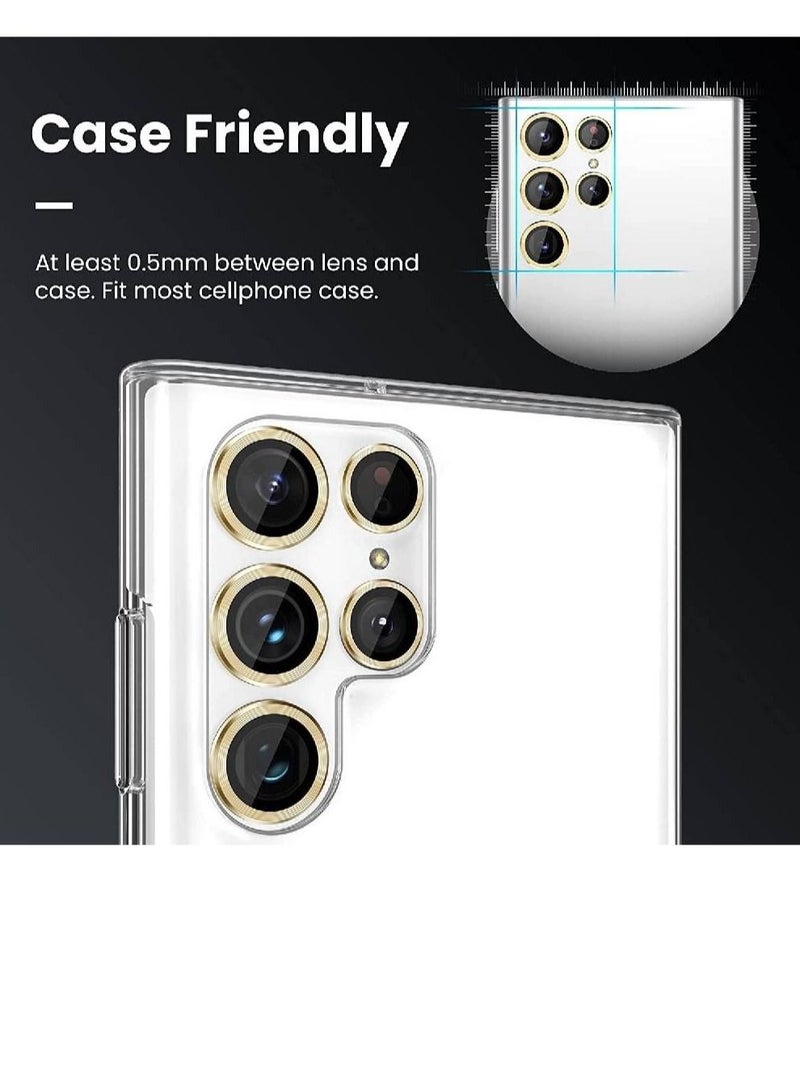 GENNEXT Samsung Galaxy S23 Ultra Camera Lens Protector, 9H Tempered Glass Camera Cover Screen Protector Metal Individual Ring for S23 Ultra 5G 2023 Gold - Image 2