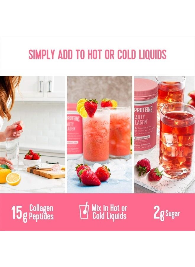 Vital Proteins - Beauty Collagen Peptides Powder Supplement for Women, 120mg of Hyaluronic Acid - 15g of Collagen Per Serving - Enhance Skin Elasticity and Hydration - Strawberry Lemon - 9.6oz Canister - Image 1