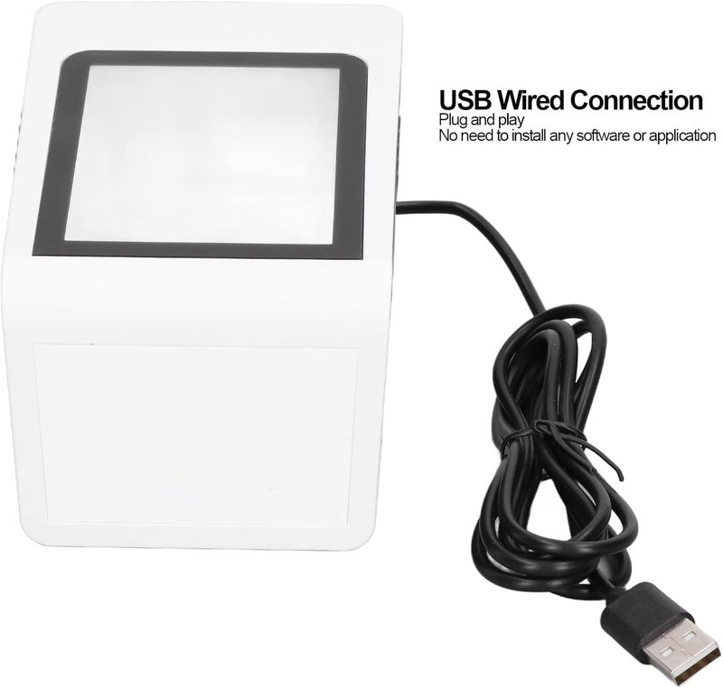 ماسح باركود للمكتب، قارئ رموز QR سلكي USB، تعريف أوتوماتيكي لأجهزة الكمبيوتر ونقاط البيع مع وظيفة الصوت - Image 5