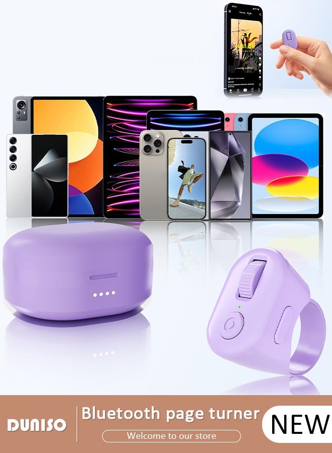 DUNISO TikTok Scroll Ring, Page Turner for iPhone iPad, Wireless Bluetooth Camera Remote Control, Suitable for TIK Tok, iPhone, iPad, Android 