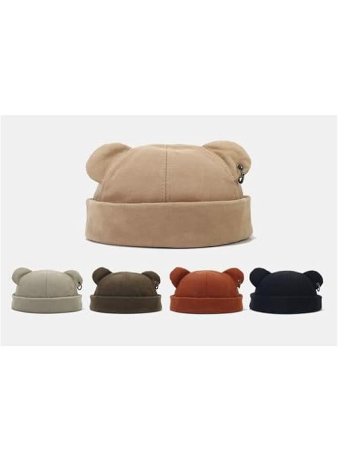 Generic Fall Winter Beanie Hats for Women Men Bear Ear Skull Cap Brimless Cap Adjustable Docker Cap  - Image 2