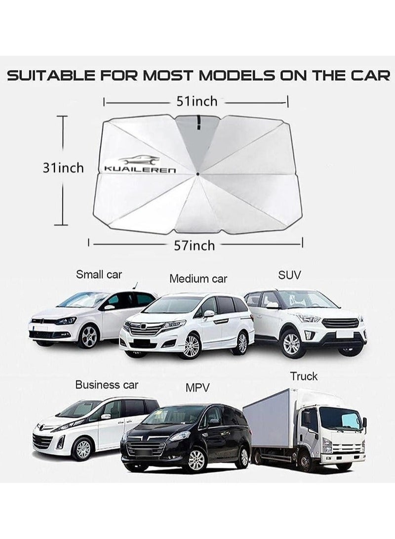 ELTRAZONE Car Windshield Sun Shade Umbrella, Foldable Car Sunshade, Brella Shield for Car, Car Umbrella Sun Shade Protect Vehicle from UV Sun and Heat - Image 5