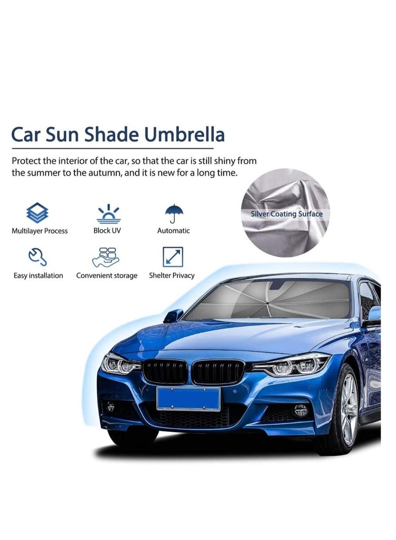 ELTRAZONE Car Windshield Sun Shade Umbrella, Foldable Car Sunshade, Brella Shield for Car, Car Umbrella Sun Shade Protect Vehicle from UV Sun and Heat - Image 2