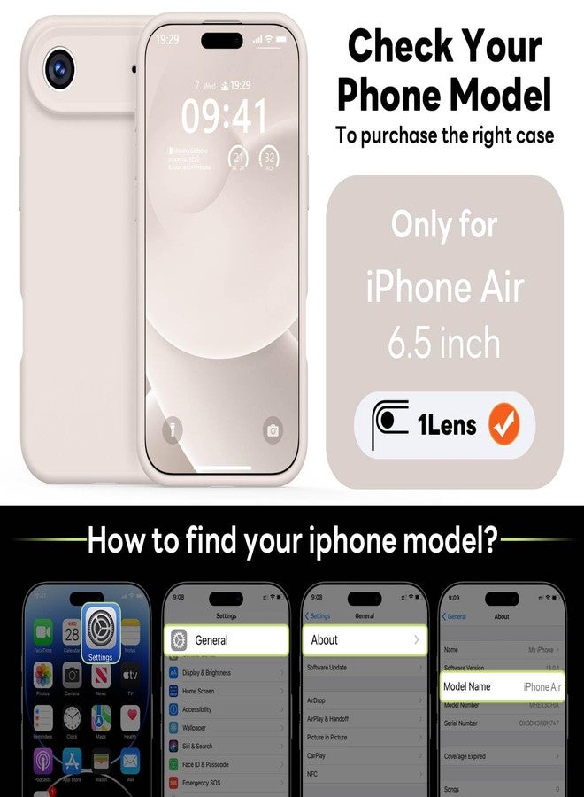 Vooii Magnetic Compatible with iPhone Air Case (Compatible with Magsafe) (Upgraded Camera Protection) Liquid Silicone Shockproof Full Body Protective Phone Cover for Women Men, Stone, 6.5" - Image 2