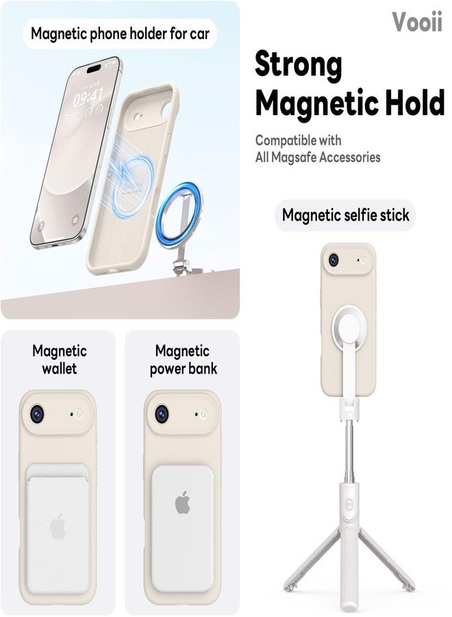 Vooii Magnetic Compatible with iPhone Air Case (Compatible with Magsafe) (Upgraded Camera Protection) Liquid Silicone Shockproof Full Body Protective Phone Cover for Women Men, Stone, 6.5" - Image 3