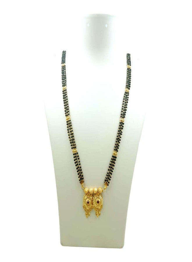 Swaroop Designer Mangalsutra For Women Stylish New Gold Plated Mangalsutra Long Size Heavy Design Long Black Bead Chain 179 - Image 2