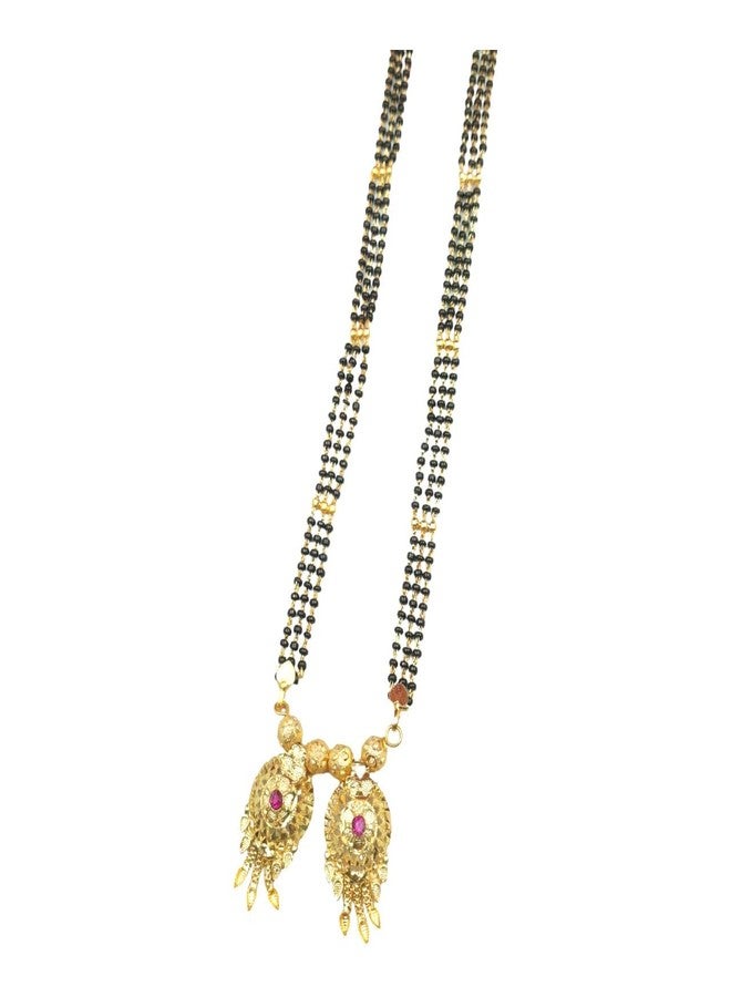 Swaroop Designer Mangalsutra For Women Stylish New Gold Plated Mangalsutra Long Size Heavy Design Long Black Bead Chain 179 - Image 1