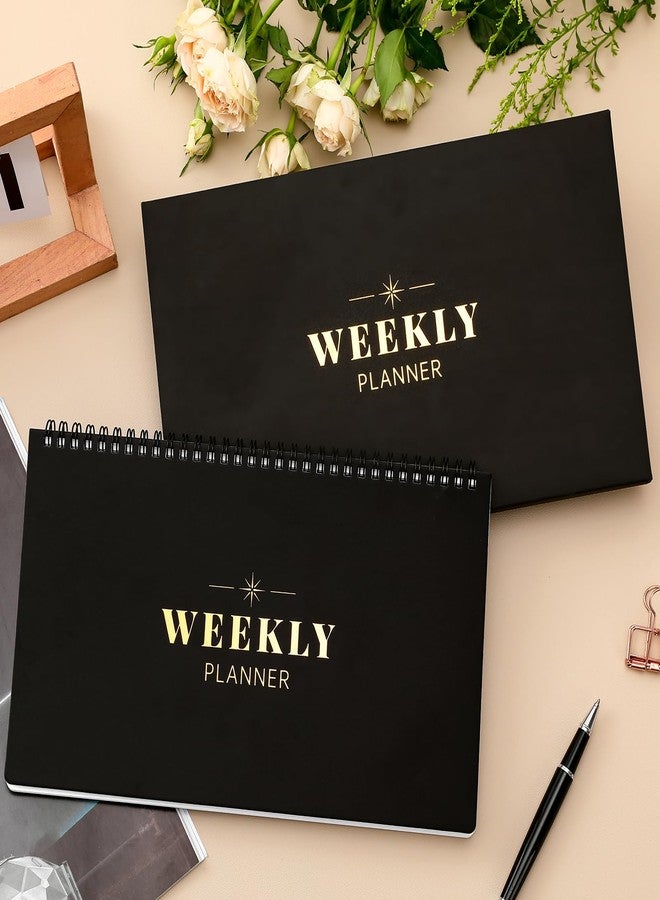 Lemome Weekly Planner - 2024 Planner Undated, Weekly To Do List 6.3''x11.2'', Daily, Weekly & Monthly Goals Scheduled Planner with Dotted Page, Habit Tracker, Spiral Bound, 55 Weeks - Black - Image 2