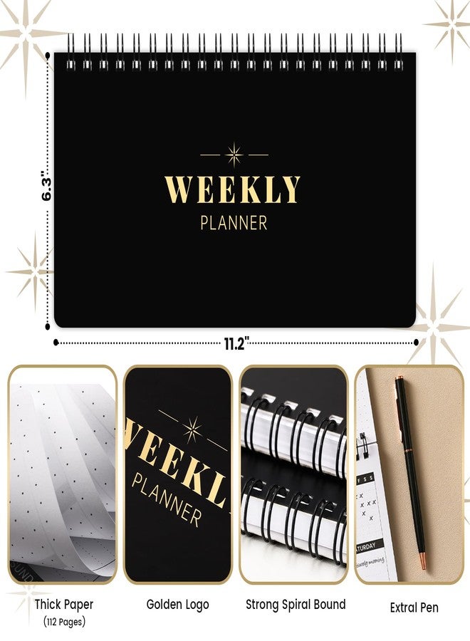 Lemome Weekly Planner - 2024 Planner Undated, Weekly To Do List 6.3''x11.2'', Daily, Weekly & Monthly Goals Scheduled Planner with Dotted Page, Habit Tracker, Spiral Bound, 55 Weeks - Black - Image 3