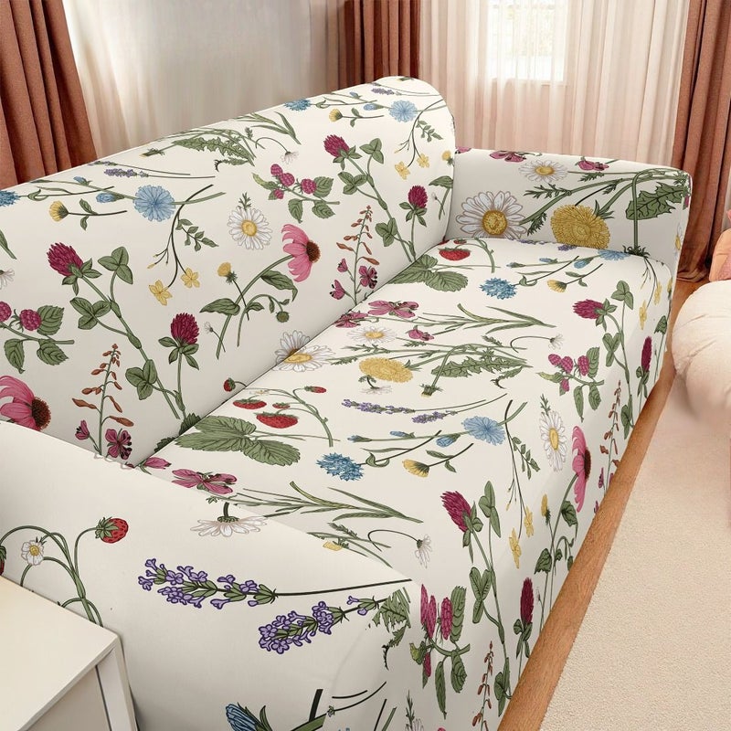 1pc Fresh Floral Print Elastic Full Cover Sofa Cover For 35 To 55 Inches Single Seat Silky Fiber Fabric Soft Breathable Machine Washable Pet Friendly Living Room Bedroom Holiday Party - Image 5