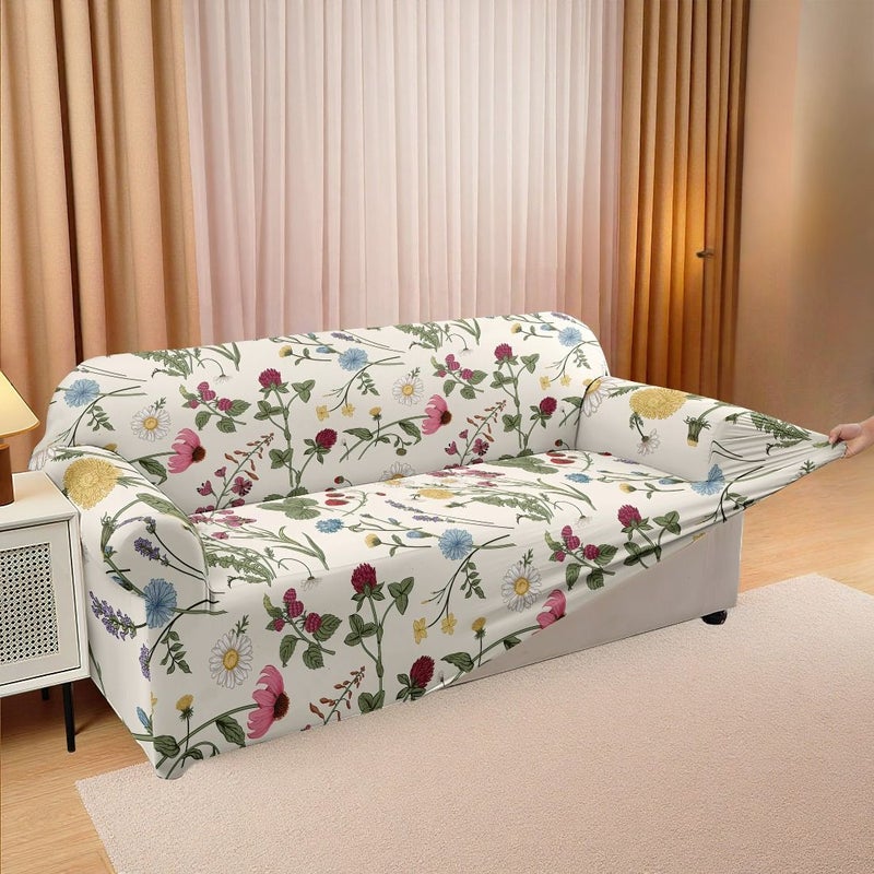 1pc Fresh Floral Print Elastic Full Cover Sofa Cover For 35 To 55 Inches Single Seat Silky Fiber Fabric Soft Breathable Machine Washable Pet Friendly Living Room Bedroom Holiday Party - Image 4