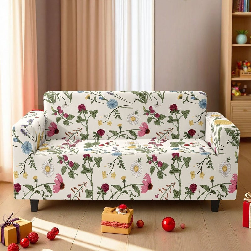 1pc Fresh Floral Print Elastic Full Cover Sofa Cover For 35 To 55 Inches Single Seat Silky Fiber Fabric Soft Breathable Machine Washable Pet Friendly Living Room Bedroom Holiday Party - Image 3