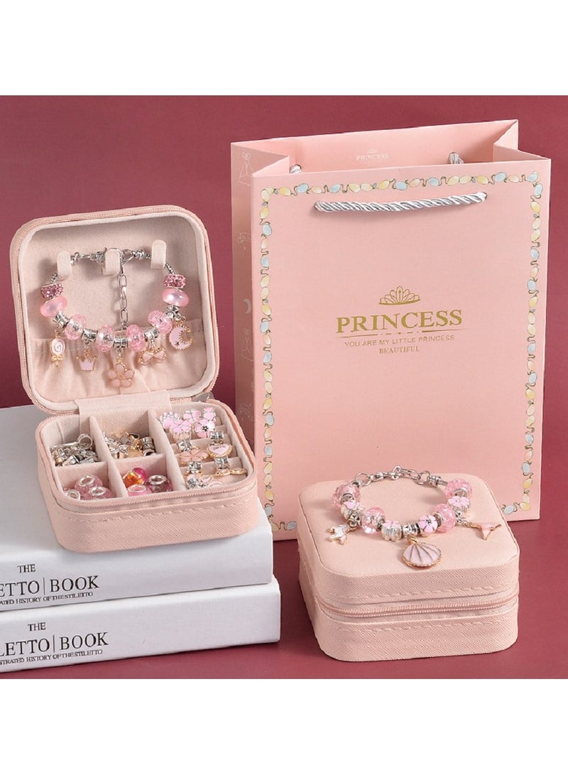 Bracelet Making Kit for Girls 76PCs Charm Bracelets Kit with Jewelry Box Jewelry Charms Bracelets for DIY Craft  - Image 1