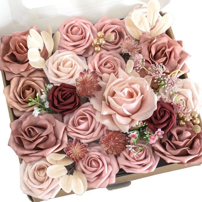 ARTIFICIAL FLOWERS FOR DIY WEDDING DECORATION BRIDAL BOUQUET TABLE CENTERPIECES FLOWER WREATHS AISLE FLOWERS HOME DECOR BELLE DUSTY ROSE