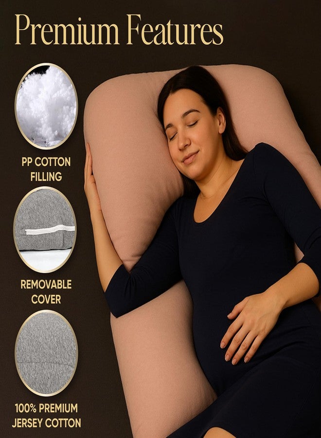 babivio U-Shaped Pregnancy Pillow - 100% Cotton Cover, Full Body Maternity Support for Belly, Back and Legs - Bonus Eye Mask and Gift Box (Light Grey) - Image 5