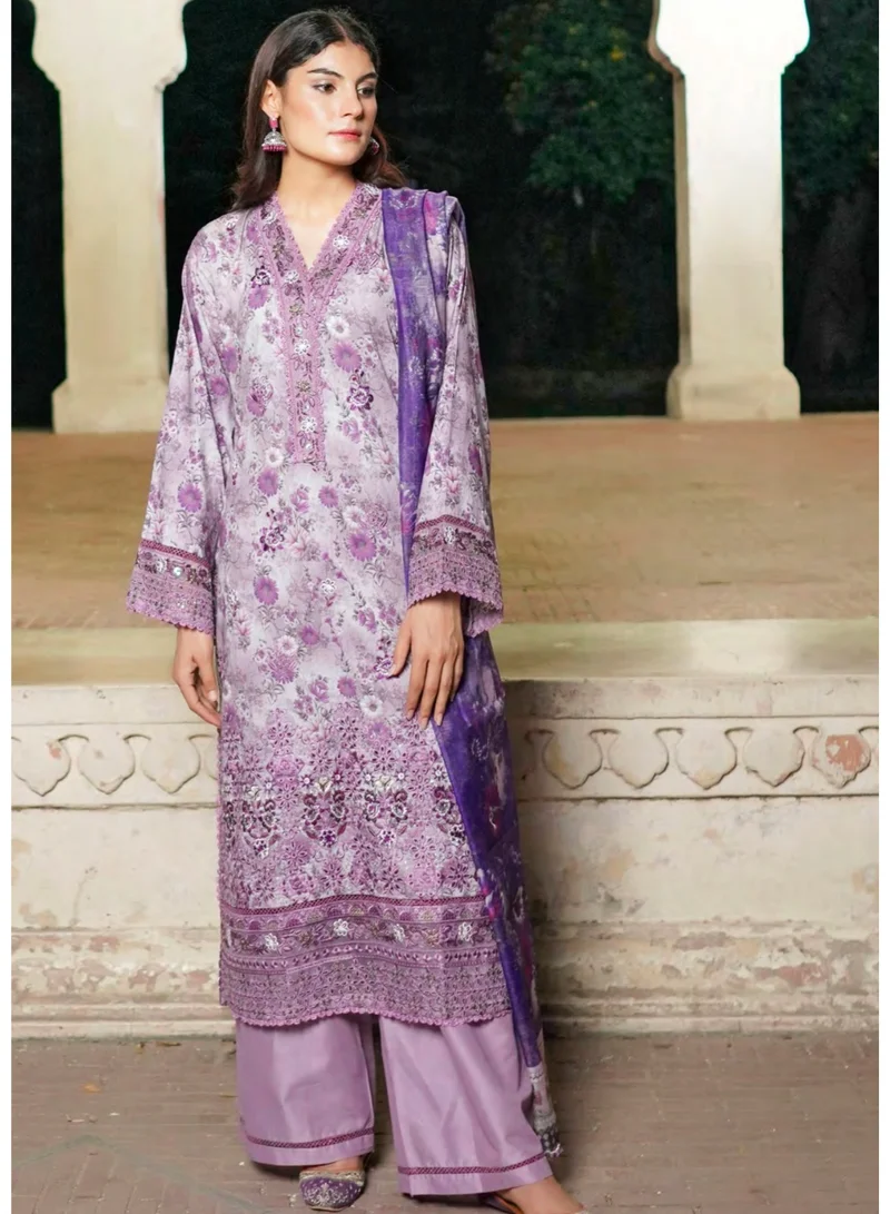 zaha dxb Purple Embraoidered Salwar Kameez Set | Cotton Ethnic Wear for Women