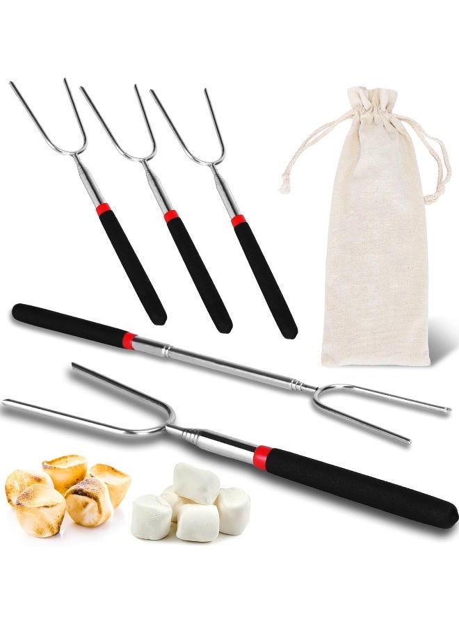 Set of 5 Marshmallow Roasting Sticks - Telescoping Smores Skewers for Fire Pits, Campfires, and Grilling, Ideal for Hot Dogs and Bonfire Parties