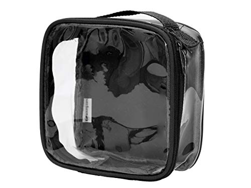 EzPacking Clear TSA Approved 3-1-1 Travel Toiletry Bag for Carry On/Quart Size Transparent Liquids Pouch for Airport Security/Reusable See Through Vinyl & PVC Plastic Organizer Men Women (Black) - Image 1