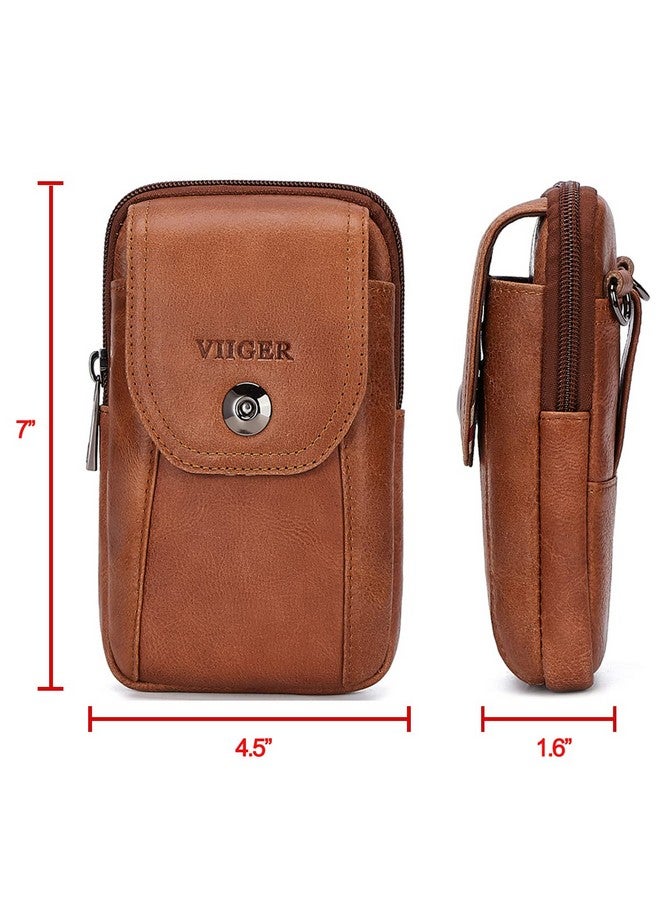 VIIGER VIIGER Genuine Leather Cell Phone Holster Magnetic Cover Belt Clip Pouch Compatible for iPhone 16 Pro Max Case 15 Pro Max S24 Ultra with Belt Loop Crossbody Phone Purse Shoulder Bag for Women, Brown  - Image 5