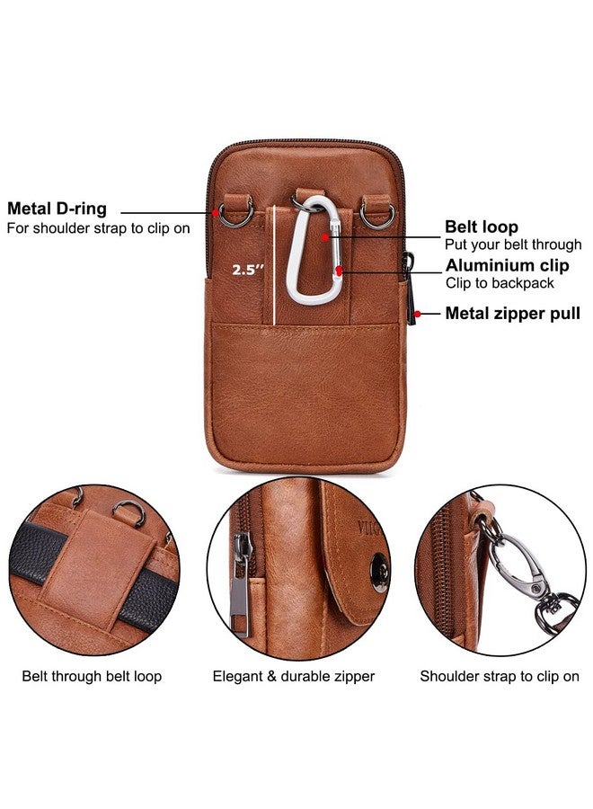 VIIGER VIIGER Genuine Leather Cell Phone Holster Magnetic Cover Belt Clip Pouch Compatible for iPhone 16 Pro Max Case 15 Pro Max S24 Ultra with Belt Loop Crossbody Phone Purse Shoulder Bag for Women, Brown  - Image 4