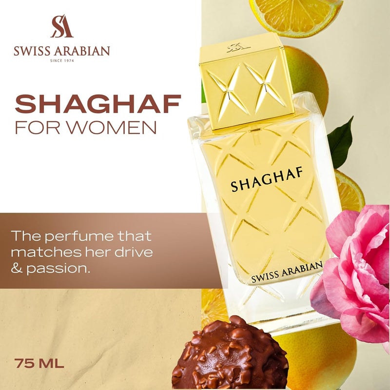 Swiss Arabian Shaghaf (Feminine) - Luxury Products From Dubai - Long Lasting Personal EDP Spray Fragrance - A Seductive Signature Aroma - 2.5 Oz - Image 1