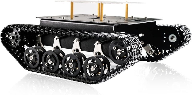 Swaytail Professional Shock-Absorbing Smart Metal Robot Tank Car Chassis Kit for Arduino/Raspberry, Tracked Suspension Absorption Vehicle, Remote Control Track Crawler Damping Vibration Caterpillar - Image 1