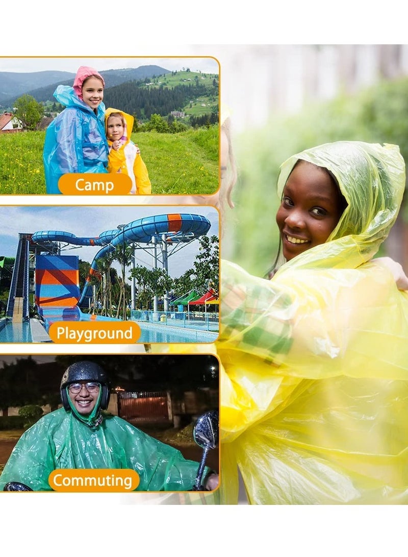 Disposable Emergency Rain Ponchos, Waterproof Raincoats Packaged in Keychain Balls with Hooks, Colorful Portable Adult Rainwear for Camping, Cycling Outdoor Activities 6 Pieces - Image 2