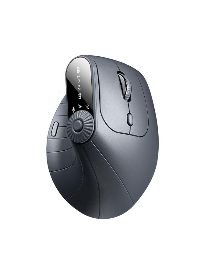 Ergonomic Vertical Mouse, Wireless Optical Bluetooth Mouse - Dual Mode Connection BT5.0+BT5.0+2.4GHz, Up to 3 Devices, Adjustable DPI and 8 Function ons, For PC, Laptop, MacBook (Black) - Image 1