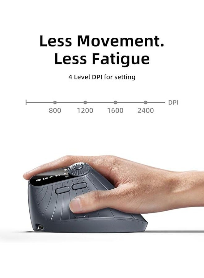 Ergonomic Vertical Mouse, Wireless Optical Bluetooth Mouse - Dual Mode Connection BT5.0+BT5.0+2.4GHz, Up to 3 Devices, Adjustable DPI and 8 Function ons, For PC, Laptop, MacBook (Black) - Image 4