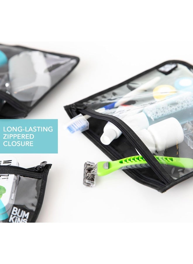 Bumkins Travel Bag, Toiletry, TSA Approved Pouch, Zip Bag, Quart Size Airline Compliant, Clear-Sided, Baby, Diaper Bag Organization, Makeup, Accessories, Carry On Packing, Set of 3 Sizes, Black - Image 4