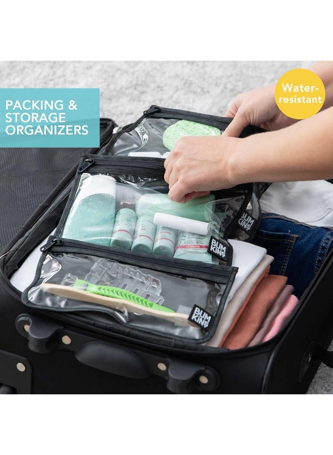 Bumkins Travel Bag, Toiletry, TSA Approved Pouch, Zip Bag, Quart Size Airline Compliant, Clear-Sided, Baby, Diaper Bag Organization, Makeup, Accessories, Carry On Packing, Set of 3 Sizes, Black - Image 2