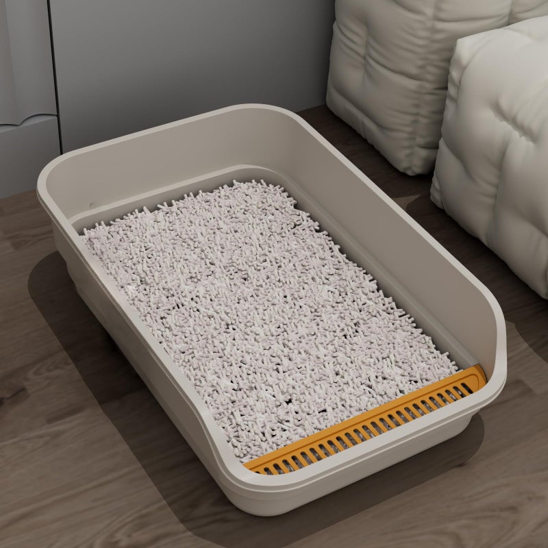LoopTime Extea Large Cat Litter Box with High Sides,Cat Boxes for Indoor Cats,Cat Litter Pan for Kitty,Litter Box with Low Entry,Easy to Clean,Anti-Splashing,23.6" x15.7" x6.2" (White) - Image 1