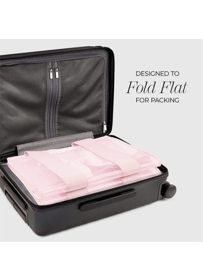 جفكام حقائب شاطئ نسائية، حقيبة يد كبيرة وردية أنيقة مزينة بفيونكة، مقاومة للرمال والانقلاب، قابلة للطي وحزام قابل للتوسيع، مع جراب هاتف مقاوم للماء - أساسيات السفر للمسبح والرحلات البحرية والعطلات - Image 4