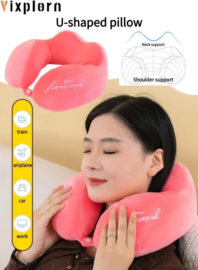 Vixplorn U-shaped pillow, flight pillow, travel pillow, suitable for high-speed rail, airplanes, trains, cars, workstations, 360° support, light and easy to carry - Image 1