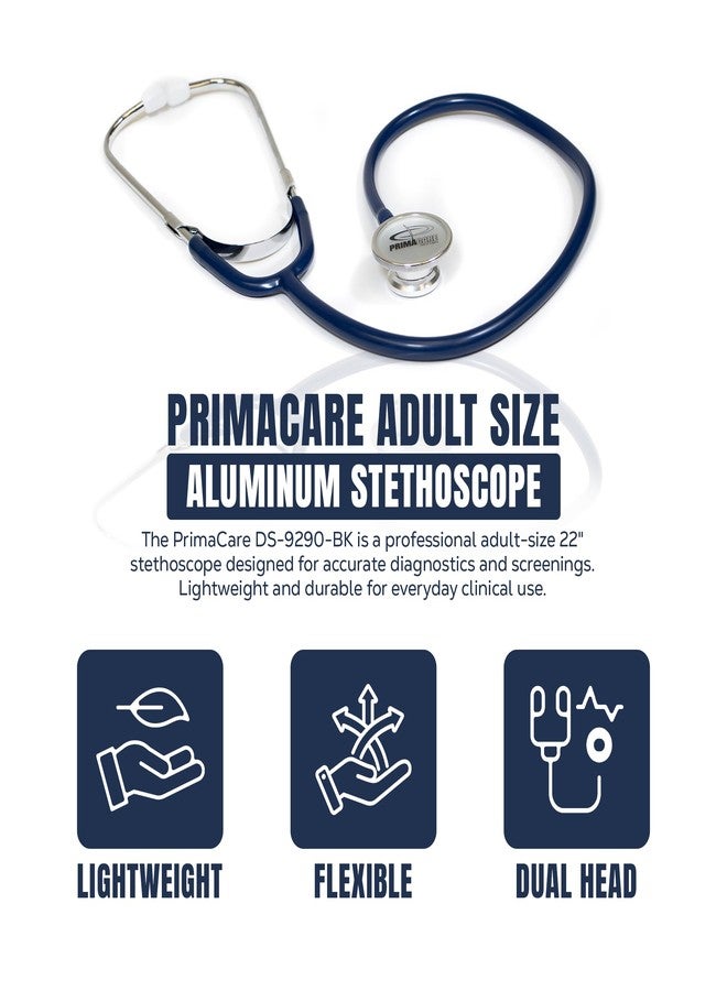 Primacare DS-9290-BL Adult Size 22 Inch Stethoscope for Diagnostics and Screening Instruments, Lightweight and Aluminum Double Head Flexible Stethoscope, Blue - Image 2
