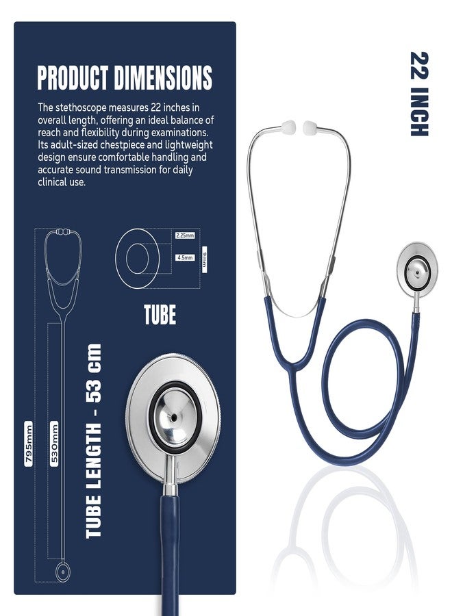 Primacare DS-9290-BL Adult Size 22 Inch Stethoscope for Diagnostics and Screening Instruments, Lightweight and Aluminum Double Head Flexible Stethoscope, Blue - Image 4