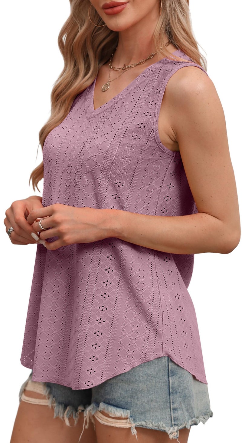 OFEEFAN Cute Tops for Women Plus Size Womens Tank Tops Women Casual Tops Summer Dusty Pink XL - Image 3