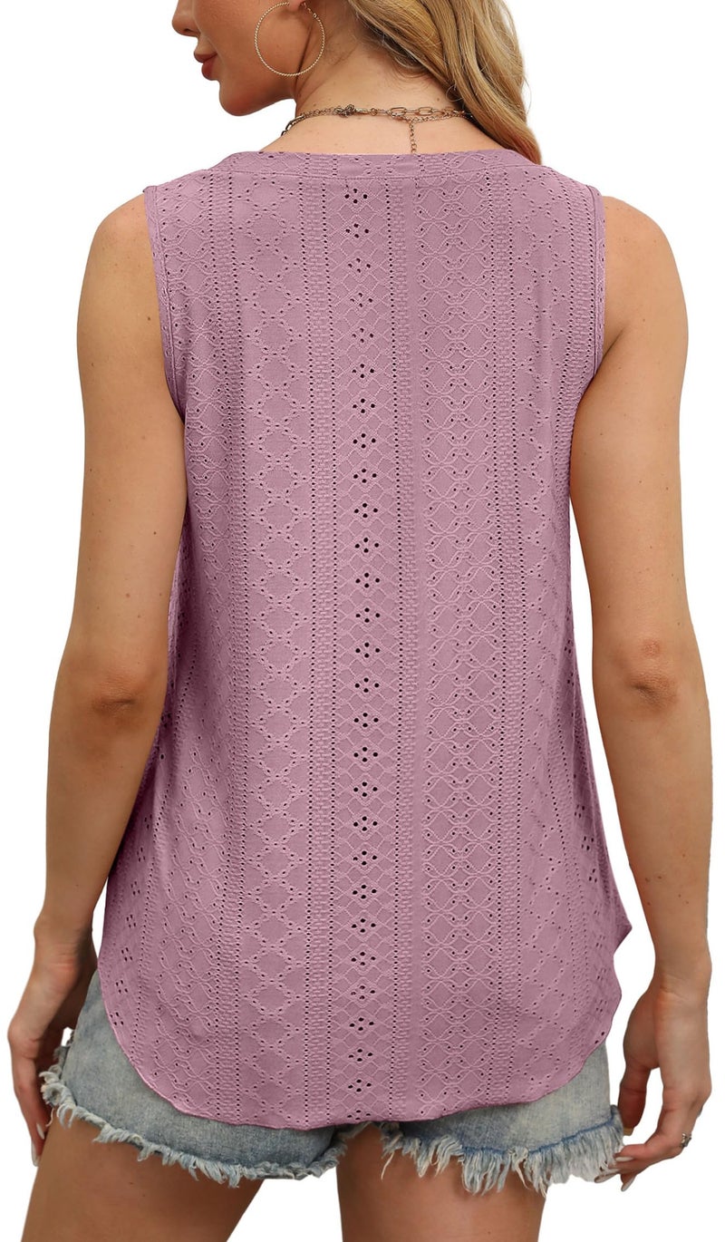 OFEEFAN Cute Tops for Women Plus Size Womens Tank Tops Women Casual Tops Summer Dusty Pink XL - Image 4