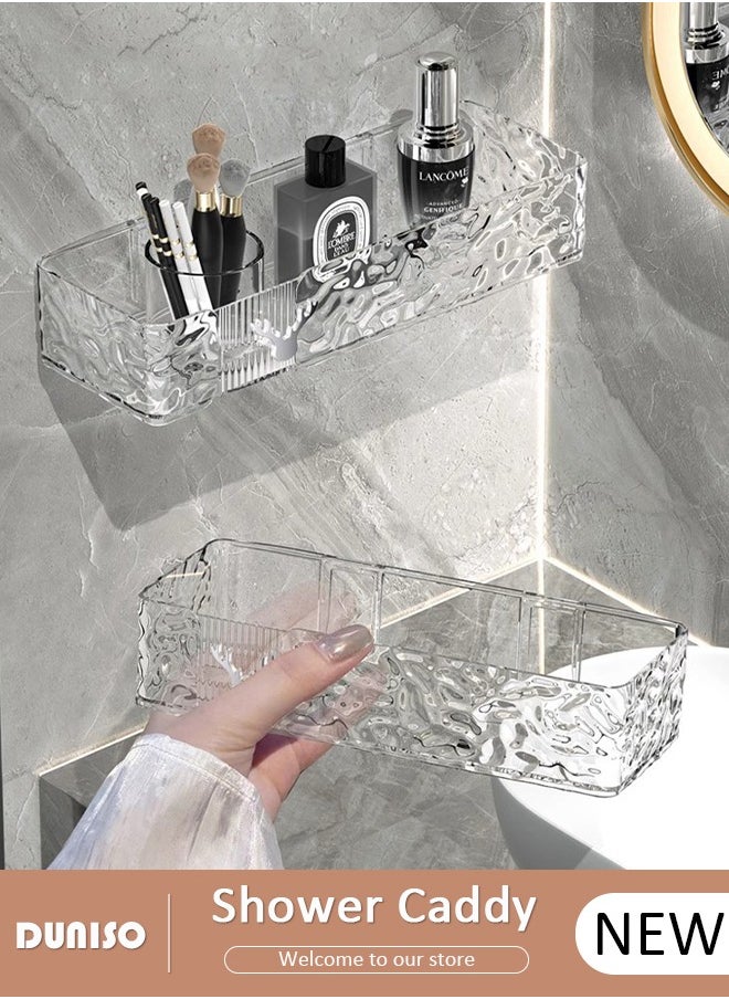 DUNISO 2 Pack Shower Caddy, Hollow Design Adhesive Bathroom Corner Caddy, No Drilling Hang Walls Shower Organizer, Bathroom Organizer, Rustproof Shower Shelf for Bathroom, Dorm, Toilet, Kitchen  - Image 1