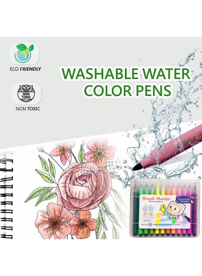 PLUSPOINT 24 Brush Pen Markers Set Soft-Tip Color Pens With Flexible Writing Tip Water-Based Ink Calligraphy Pens Bullet Journals Markers For Adult Coloring Writing Planner Art Supplier,Ink Multicolor - Image 5