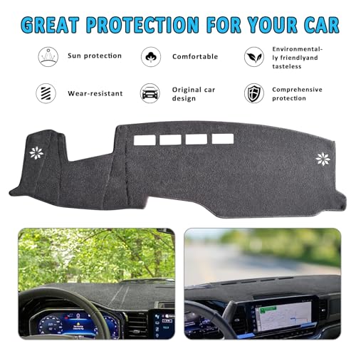POSAID Dashboard Cover for 2022-2024 2025 Chevy Chevrolet Silverado/GMC Sierra 1500, Dash Cover for 2024 2025 Silverado Sierra 2500HD 3500HD, Gray - Image 2