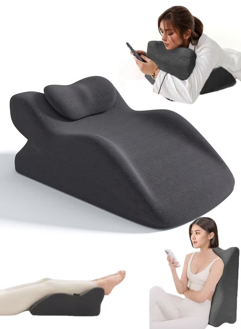 والالا وسادة ظهر إسفينية لراحة السرير، وسادة لوضع الساق، وسائد للنوم، وسادة إسفنجية للبالغين، وسادة لدعم الظهر، وسادة للقراءة للأسرة والأرائك، وسادة للنوم، تخفيف آلام الظهر والساق، ارتجاع المريء، مضاد للشخير - Image 1