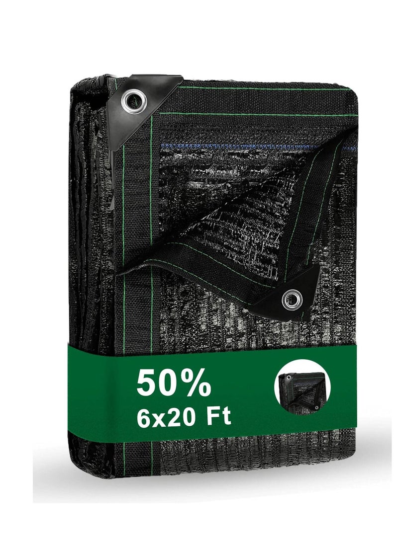 Y&D Sunblock Shade Cloth Net Black Resistant 6x20 Ft Garden Mesh Tarp for Plant Cover Greenhouse Plants Taped Edge Grommets Flower Barn Kennel  - Image 1